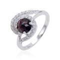wholesale S925 Sterling Silver Niche-Designed Natural Topaz Ring with Garnet Accent and Colored Gemstone-0-1