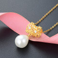 wholesale 925 Sterling Silver Women's Pearl Floral Necklace Korean Dongdaemun Retro Elegant Zircon Pendant-0-2
