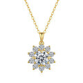 14K Gold Plated 925 Silver Moissanite Sunflower Pendant Necklace-0-3