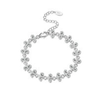 wholesale S925 Sterling Silver Full Moissanite Inlaid Adjustable Bracelet Hip Hop Trendy Silver Diamond Jewelry-White zircon 16+5mm