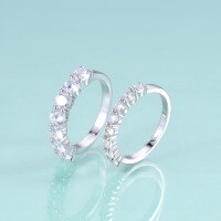wholesale S925 Silver minimalist half-bezel set moissanite ring 3mm 4mm moissanite couple rings-3mm Moissanite Ring  US Size 5