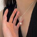 wholesale S925 Sterling Silver Four-Leaf Clover Bamboo Knot Necklace for Women, Small and Fashionable, New Chinese Style, National Trend, Collarbone Chain, High-End Feel-0-0