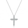 925 Sterling Silver 1ct Moissanite Women's Necklace with Geometric Cross Pendant-0-3