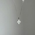 wholesale S925 Sterling Silver Relief Retro Palace Style High-End White Mother-of-Pearl Four-Leaf Clover Pendant Necklace Luxury Women's Collarbone Chain-0-4