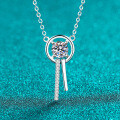 S925 Sterling Silver Moissanite Women's Necklace with Minimalist Tassel Pendant-0-4