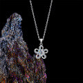 S925 Sterling Silver Flower Pendant Necklace, Trendy Minimalist Design-0-1
