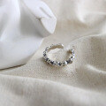 wholesale S925 Sterling Silver 876 Korean Version Cold Tone Vintage Distressed Rock Texture Women's Ring Open Adjustable Silver Ring-0-1