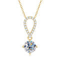 925 Sterling Silver D Color Moissanite Geometric Drop Pendant Necklace-0-3