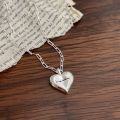 wholesale S925 sterling silver minimalist versatile love heart necklace women Korean spring summer new heart-shaped collarbone chain-0-1