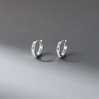 wholesale 999 Sterling Silver Fresh and Sweet Ins Style Niche Design Exquisite and Versatile Hollow Hoop Earrings M05550-Silver-One pair>999 pure silver