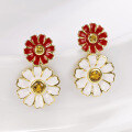 wholesale S925 Sterling Silver Original Niche Design Micro-Inlaid Zirconia Chic Daisy Flower Earrings Summer Wholesale-0-1