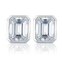 wholesale 18k Gold Plated 925 Silver Bezel-Set 8*10mm Emerald Cut Moissanite Earrings for TikTok Foreign Trade Live Streams-Gold (5 days to ship)  925 silver