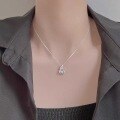 wholesale S925 Sterling Silver Bowlucky Bag Diamond Inlaid Necklace for Women, Fashion Minimalist Niche Design Versatile Collarbone Chain Jewelry-0-2
