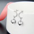 wholesale S925 Sterling Silver C Letter Fresh and Delicate Earrings, Korean-style Pearl-inlaid Studs, Minimalist and Unique Three-dimensional Dangle Earrings for Women-0-0