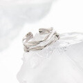 wholesale S925 Sterling Silver Double-Layer Hollow Knot Ring for Women, Irregular Twist Design, Niche and Stylish Silver Band-0-0