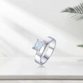 wholesale S925 silver minimalist Japanese-style octagonal synthetic opal ring, luxurious opal jewelry-0-3