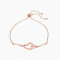 wholesale S925 Sterling Silver Rose Gold Heart Bracelet for Women, Minimalist Niche Design Bangle, Fashionable Elegant Diamond-Embellished Jewelry Wholesale-0-1