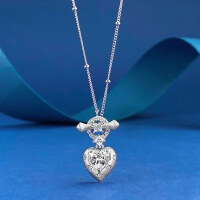 wholesale S925 silver jewelry, luxurious heart pendant necklace, high-end delicate collarbone chain, live-streaming bestseller-N472 Heart Necklace>925 Silver