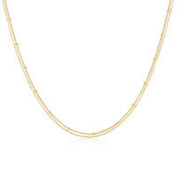 wholesale S925 Sterling Silver Double Layer Stacking Basic Chain European And American Fashion Simple Ins Style Spaced Bead Necklace Cross-border-Gold 925 silver