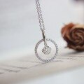 wholesale S925 Sterling Silver Full-Circle Pavé Diamond Pendant Necklace for Women, Fashion-Forward Minimalist Versatile Statement Piece with Dazzling Sparkle-0-5