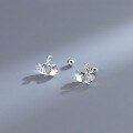 wholesale 999 Silver Dainty and Sweet Ins Style Small and Exquisite Silver Ginkgo Leaf Earrings M06359-0-0