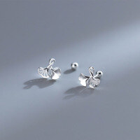 wholesale 999 Silver Dainty and Sweet Ins Style Small and Exquisite Silver Ginkgo Leaf Earrings M06359-A pair of 999 pure silver earrings Pure Silver