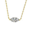 PT950 Plated S925 Silver Marquise Moissanite Necklace-0-5