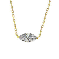 PT950 Plated S925 Silver Marquise Moissanite Necklace-18k gold  5*10mm zircon version