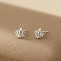 wholesale S925 Sterling Silver Fresh and Sweet Ins Style Niche Design Exquisite Hollow Crown Earrings M06625-0-2
