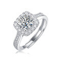 925 Silver Moissanite Square Halo Ring Light Luxury European Style Cross-Border Wholesale-0-3