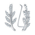 wholesale S925 Sterling Silver Micro-Paved Zircon Leaf Ear Clips, Delicate and Fresh, Sweet and Lovely, Luxuriously Exquisite with a Premium Feel-0-3