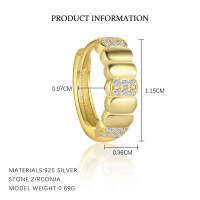 wholesale S925 Sterling Silver Cross Earrings with Rhinestones, Fashionable and Minimalist French-style Women's Earrings-E4833-Gold/Pair 925 Silver