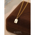 wholesale S925 Sterling Silver European and American Star Small Square Pendant Necklace for Women, Fashionable and Versatile with Zircon Inlay-0-0