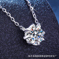 S925 Sterling Silver 1ct Moissanite Clavicle Necklace, Korean Style Minimalist Eight-Claw Wholesale-0-0