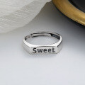 wholesale S925 Sterling Silver Korean Style English Letter Sweet Ring Ins Minimalist Style Versatile Niche Exquisite Band-0-1