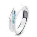 wholesale S925 Sterling Silver Vintage Antique Finish Matte Minimalist Feather Resin Open Adjustable Ring-0-4