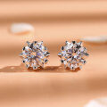 wholesale 18K Gold Plated 925 Sterling Silver 1 Carat Snowflake Style Moissanite Stud Earrings for Women, Simulated Diamond Earrings-0-1