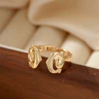 wholesale 925 Sterling Silver European and American Ins Minimalist Design Heart-shaped Ring Index Finger Ring Light Luxury Love Finger Ring-xb487 heart-shaped ring (copper plated with gold)  adjustable opening