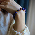 wholesale Gold material natural old mine lapis lazuli single-strand bracelet imperial blue lapis lazuli unisex bracelet with less gold and less white, high cost-effective bracelet-0-3