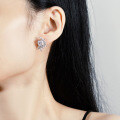 S925 Silver Four-Prong Earrings with Emerald Leaf-Shaped Moissanite-0-3