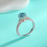 wholesale S925 Sterling Silver Cross-Border Moissanite Bow Closed Ring for Women, D Color Micro-Paved Minimalist Ins Style Proposal Wedding Band-1 carat (zircon) ring US size 7