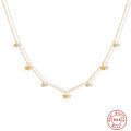wholesale K925 Sterling Silver Gold-Plated Five-Pointed Star Pendant Necklace with Inlaid Diamonds-0-5