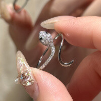wholesale S925 Silver Summer Serpent Diamond Ring, Personality Korean Style Women's Animal Jewelry J9181-S925 silver one piece Adjustable opening