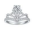 wholesale 18k Gold Plated S925 Silver Classic 1-Carat Round Moissanite Crown New Style Women's Ring-0-0