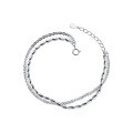 wholesale 925 Sterling Silver Double-Layer Starry Sky Bracelet, Rice Grain Silver Bead Bracelet Stackable Wristband Fashionable and Versatile Jewelry S450-0-4