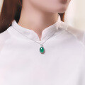 wholesale S925 Sterling Silver Natural Chalcedony Egg-Shaped Pendant Necklace, Chinese Style Light Luxury Mother's Day Gift for Mom and Best Friend Necklace-0-3