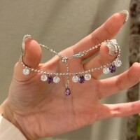 wholesale S925 Sterling Silver Purple Enchanting Tear-Shattered Galaxy Bracelet, Absolutely Stunning Purple Light Luxury High-End Unique Jewelry Fashion Accessory-Platinum 925 silver