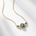 wholesale S925 Silver Cross-Border New European and American Light Luxury Natural Moss Agate Necklace for Women, Versatile Collarbone Chain with Green Moss Stone-0-1
