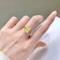 wholesale S925 Sterling Silver New Simulation Yellow Diamond 8*10 Radiant Cut Ring, Small and Stylish Street Photography Women's Jewelry-0-3