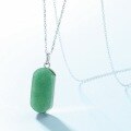 wholesale S925 Sterling Silver European and American New Minimalist Exaggerated Aventurine Pendant Collarbone Chain, Fashionable and Stylish, Wholesale from Manufacturer-0-3